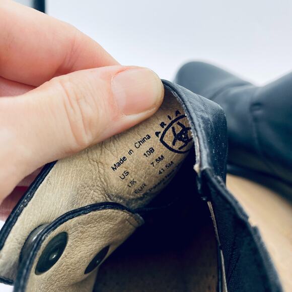 Ariat Boots Womens 10 Black Leather Ankle Snap Front Western Goth Boho - Picture 5 of 12